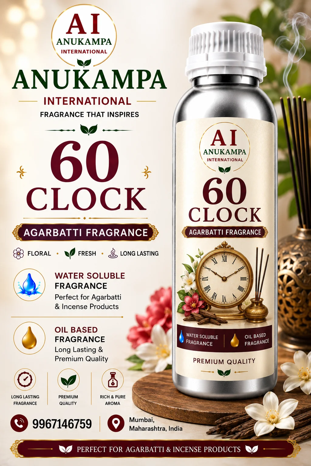 60 Clock — Incense & Agarbatti Fragrances fragrance oil