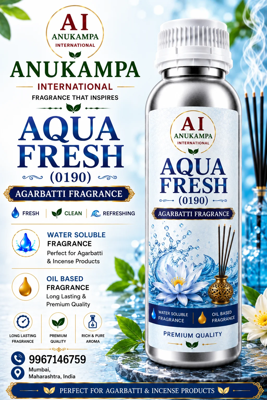 Aqua Fresh 0190 — Incense & Agarbatti Fragrances fragrance oil
