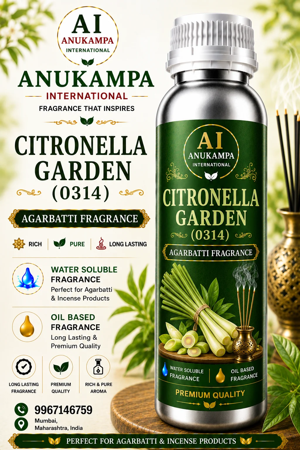 Citronella Garden 0314 — Incense & Agarbatti Fragrances fragrance oil