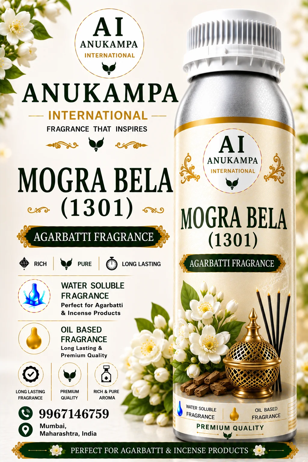 Mogra Bela 1301 — Incense & Agarbatti Fragrances fragrance oil