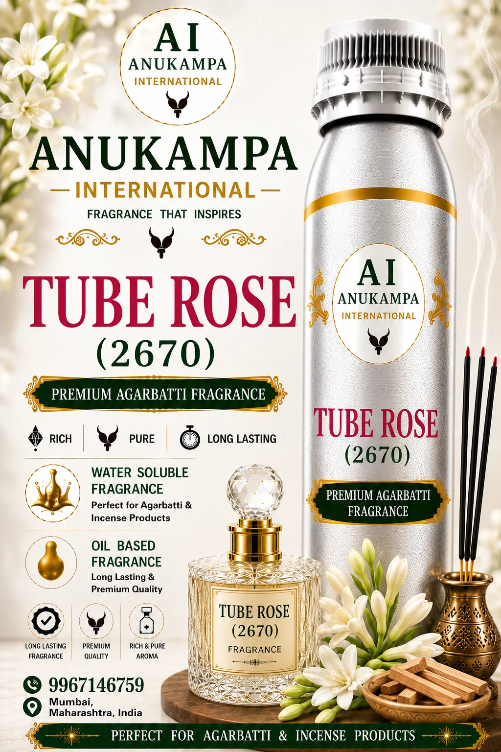 Tube Rose 2670 — Incense & Agarbatti Fragrances fragrance oil